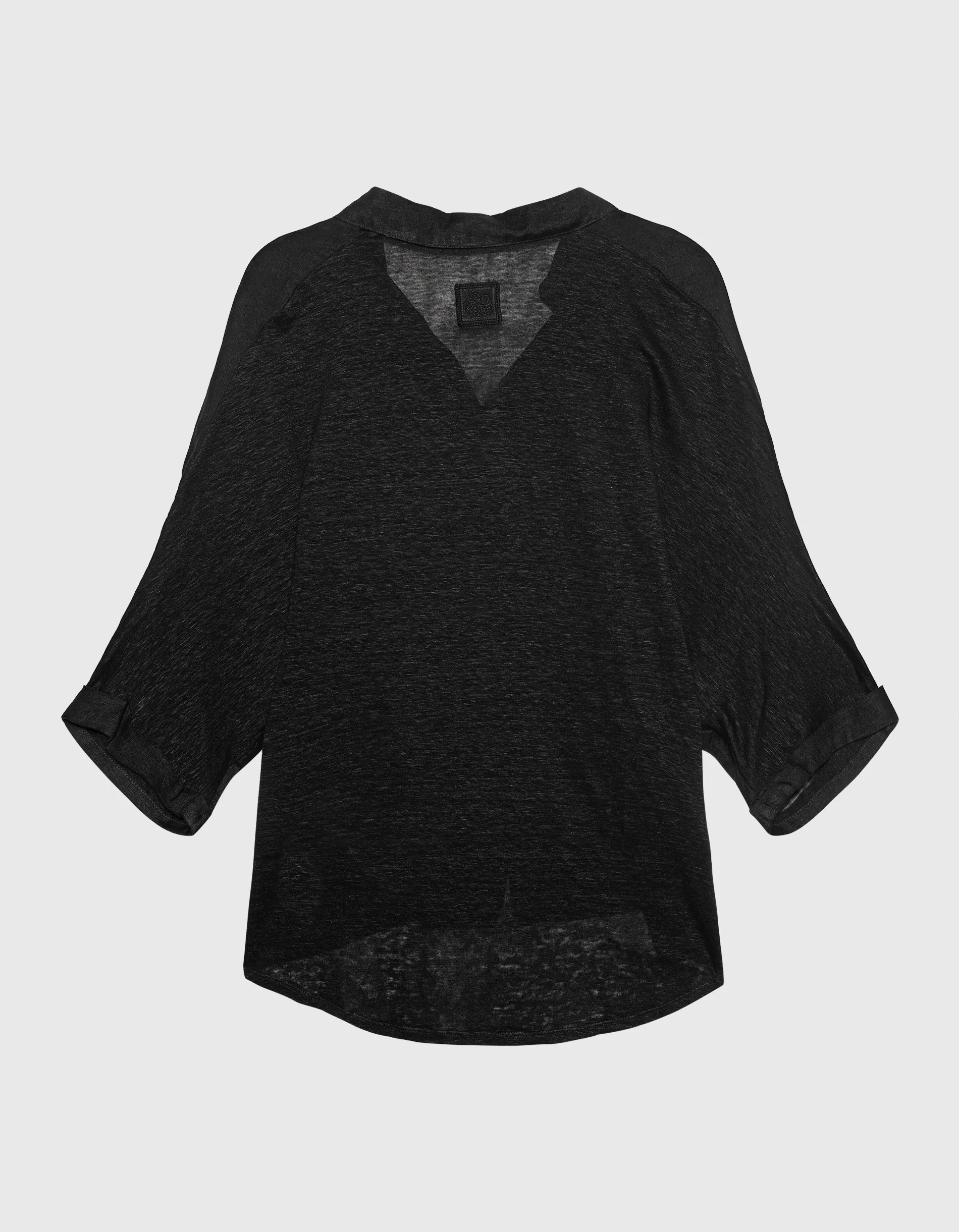 120% LINO Short Sleeve Solid Black // Oversize Leinen-Kurzarm-Bluse