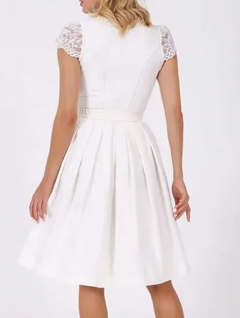 B-Ware / 2. Wahl - Dirndl midi 60cm Ornela ecru weiß mit Schürze Krüger