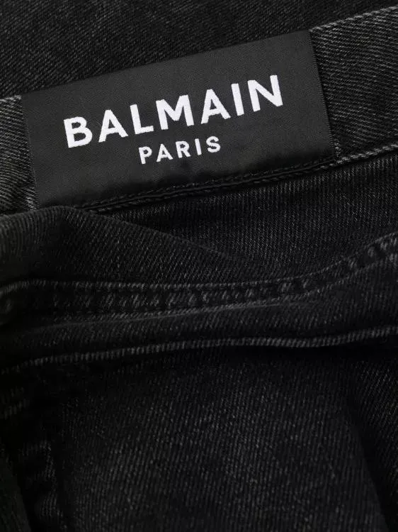   Balmain  Low-Rise Skinny Denim Jeans Black  Skinny Leg Jeans 