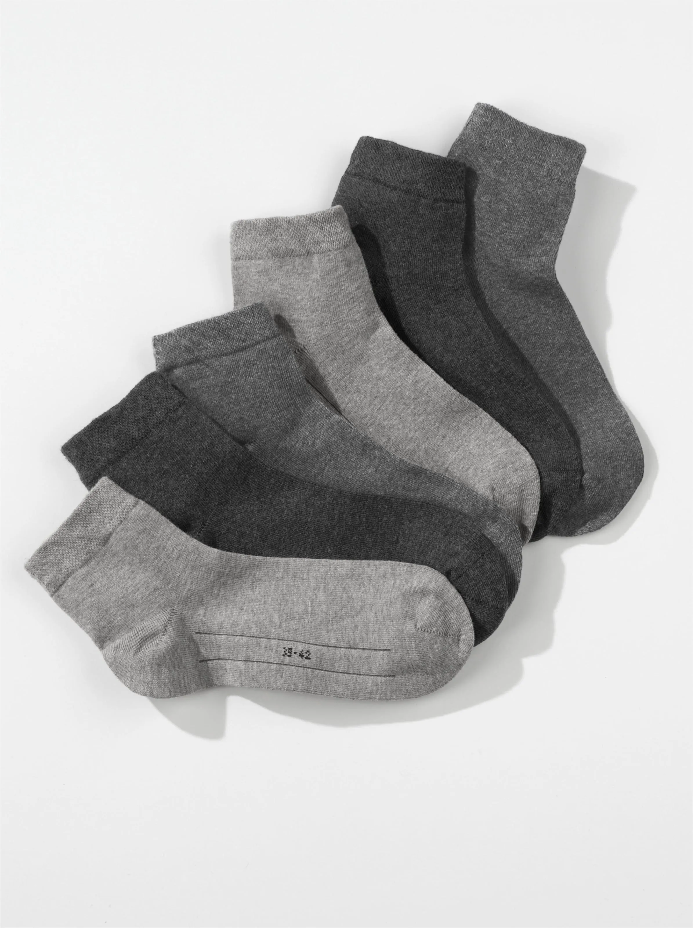 Camano Kurzschaft-Socken in 3x anthrazit + 2x grau + 2x hellgrau-meliert