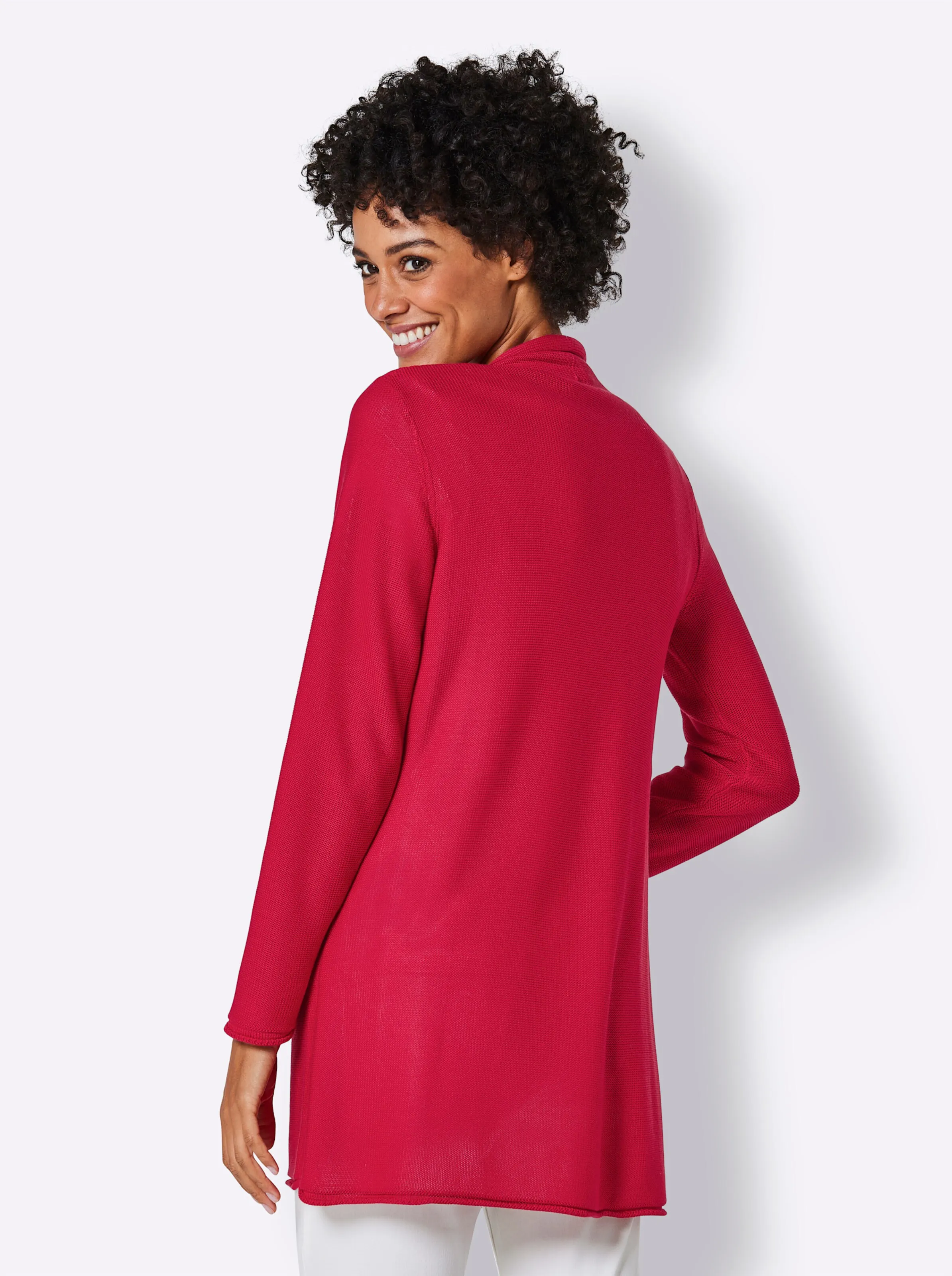 CREATION L PREMIUM Lyocell-Strickjacke in erdbeere