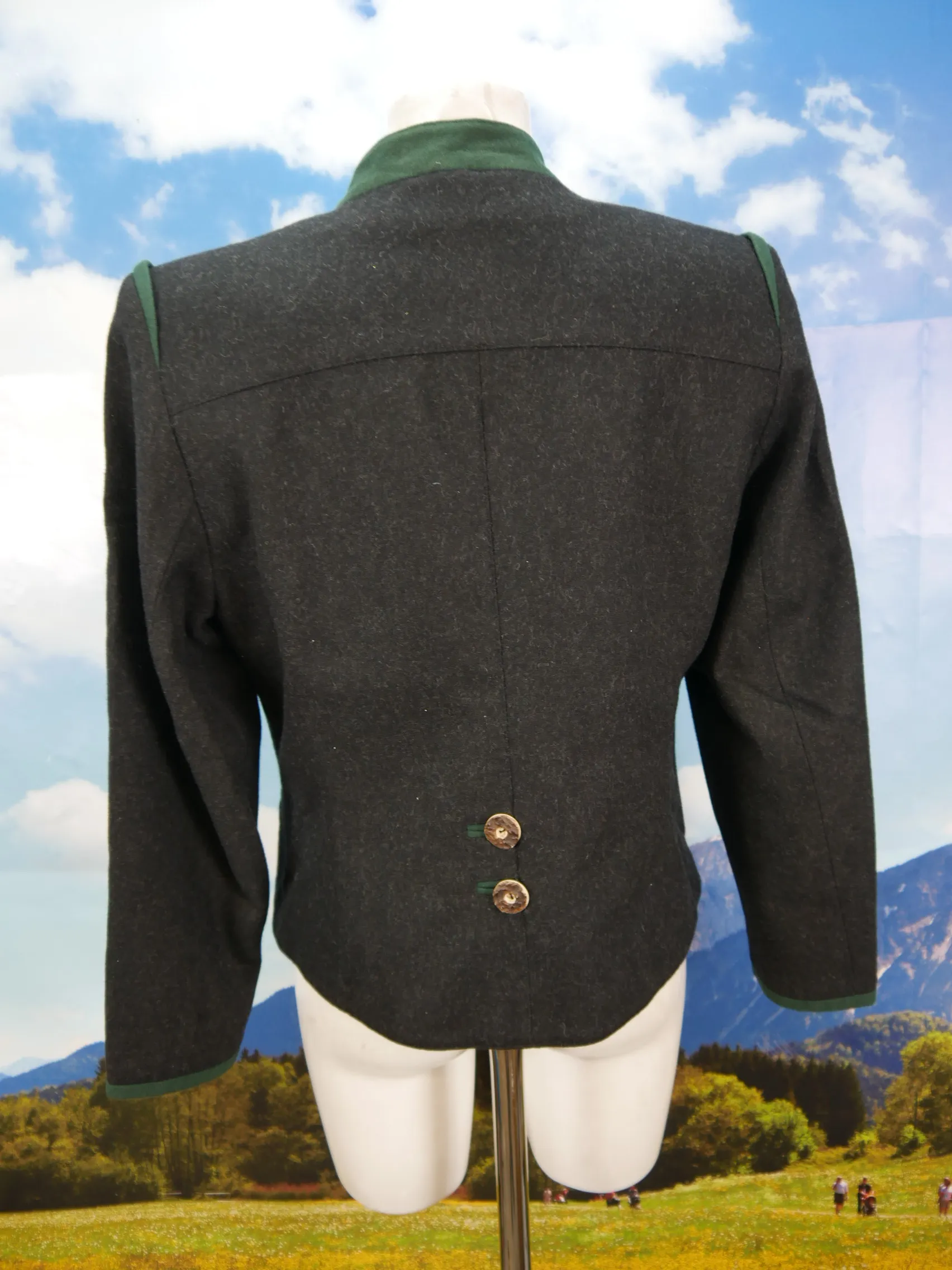 Eleganter Alphorn Loden Blazer fesch tailliert in schwarz Trachtenjacke Gr.42