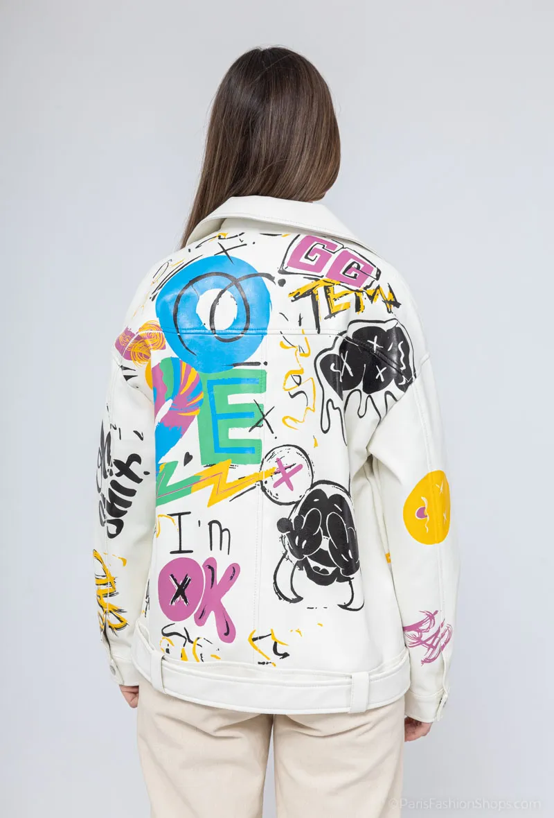Entworfene Kunstlederjacke