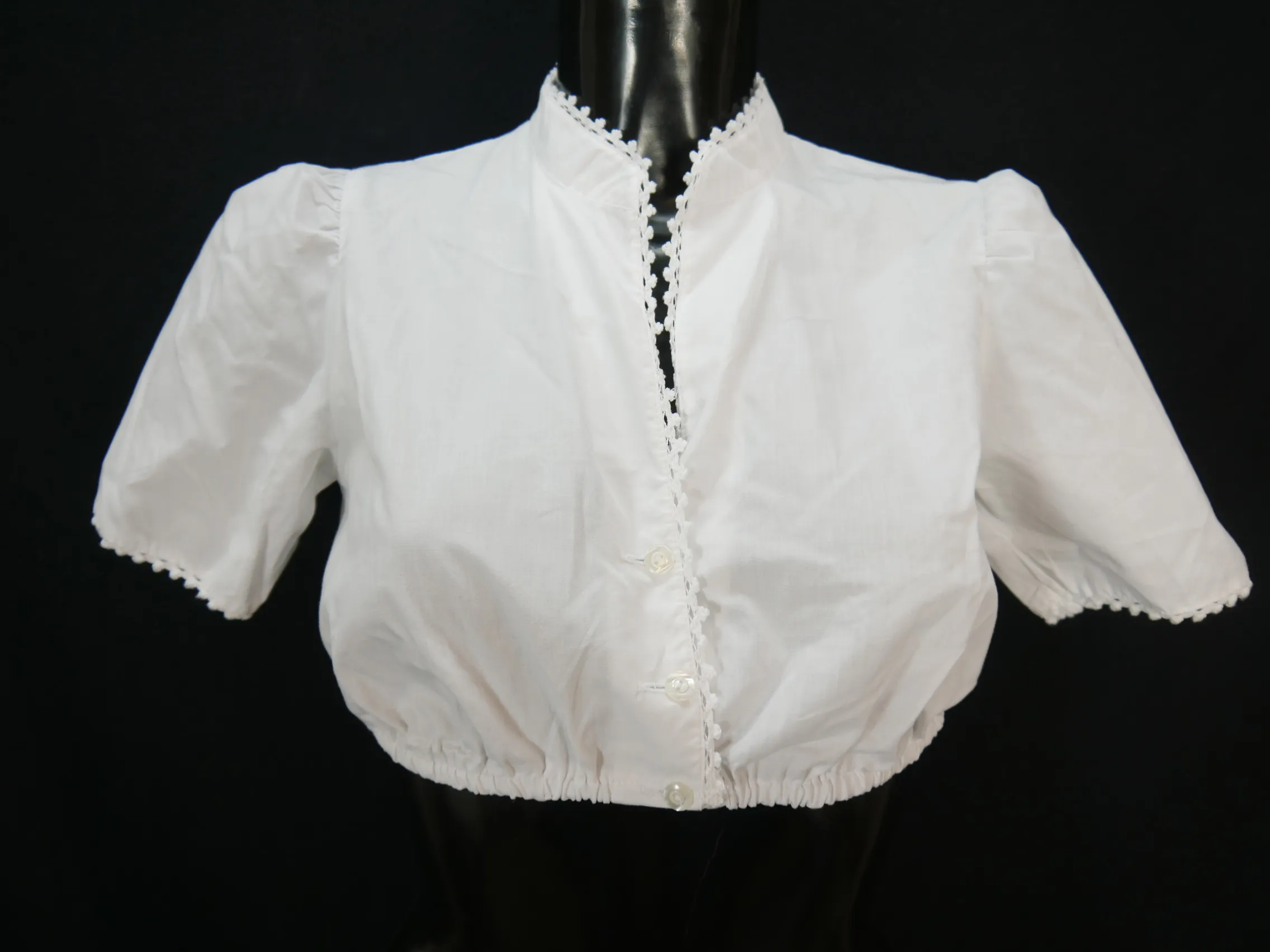 Gr.36 Dirndlbluse weiß Bluse für Dirndl Wenger Baumwollmischung Spitze B9850