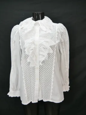 Gr.38 Trachtenbluse weiß Bluse für Dirndl mit Spitze und Stickerei TB9203