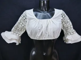 Gr.40 Dirndlbluse süße Bluse für Dirndl mit toller Spitze Trachtenbluse B8905