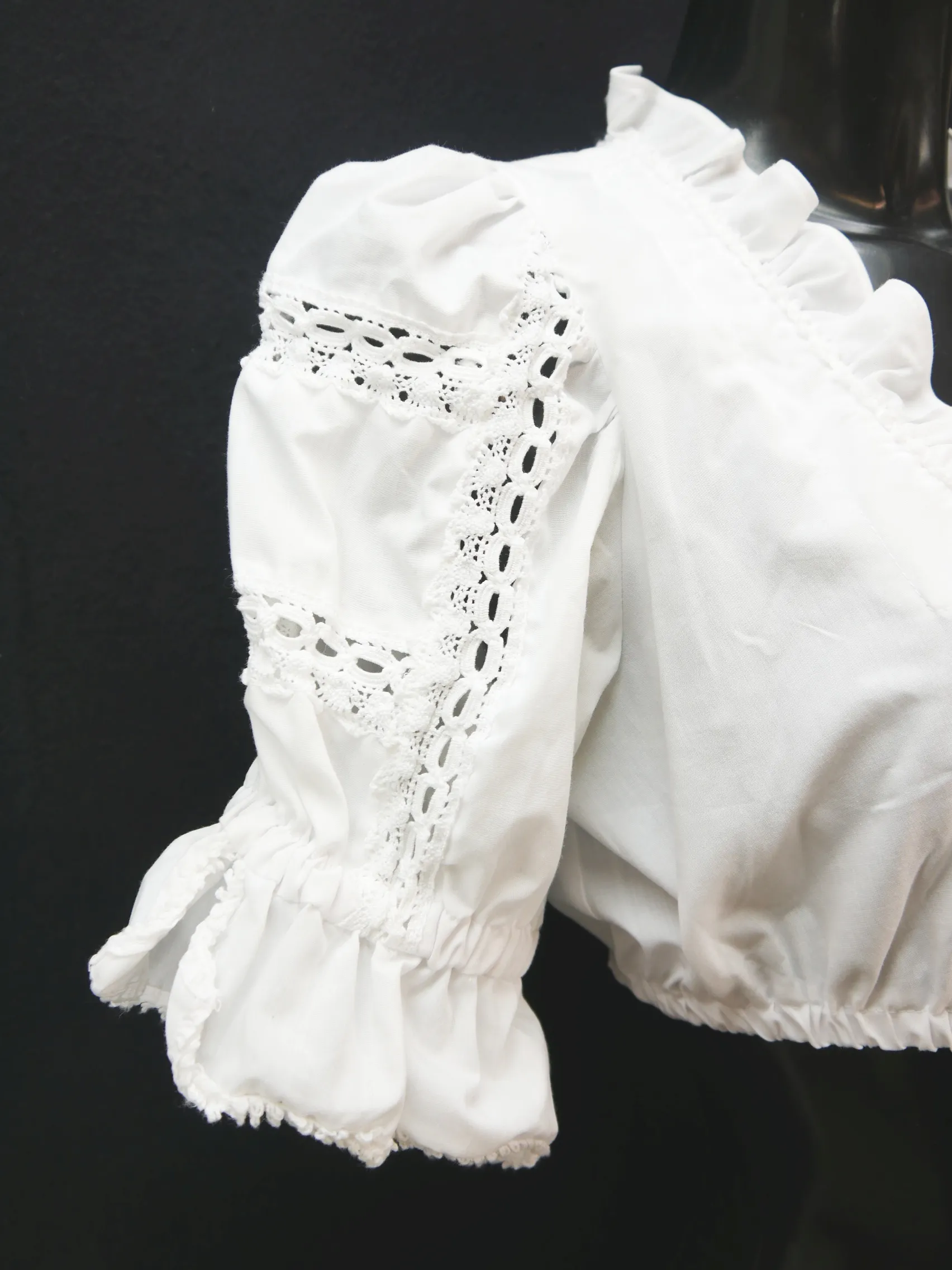 Gr.42 Dirndlbluse weiß Bluse für Dirndl Baumwollmischung Rüschen Spitze B10283