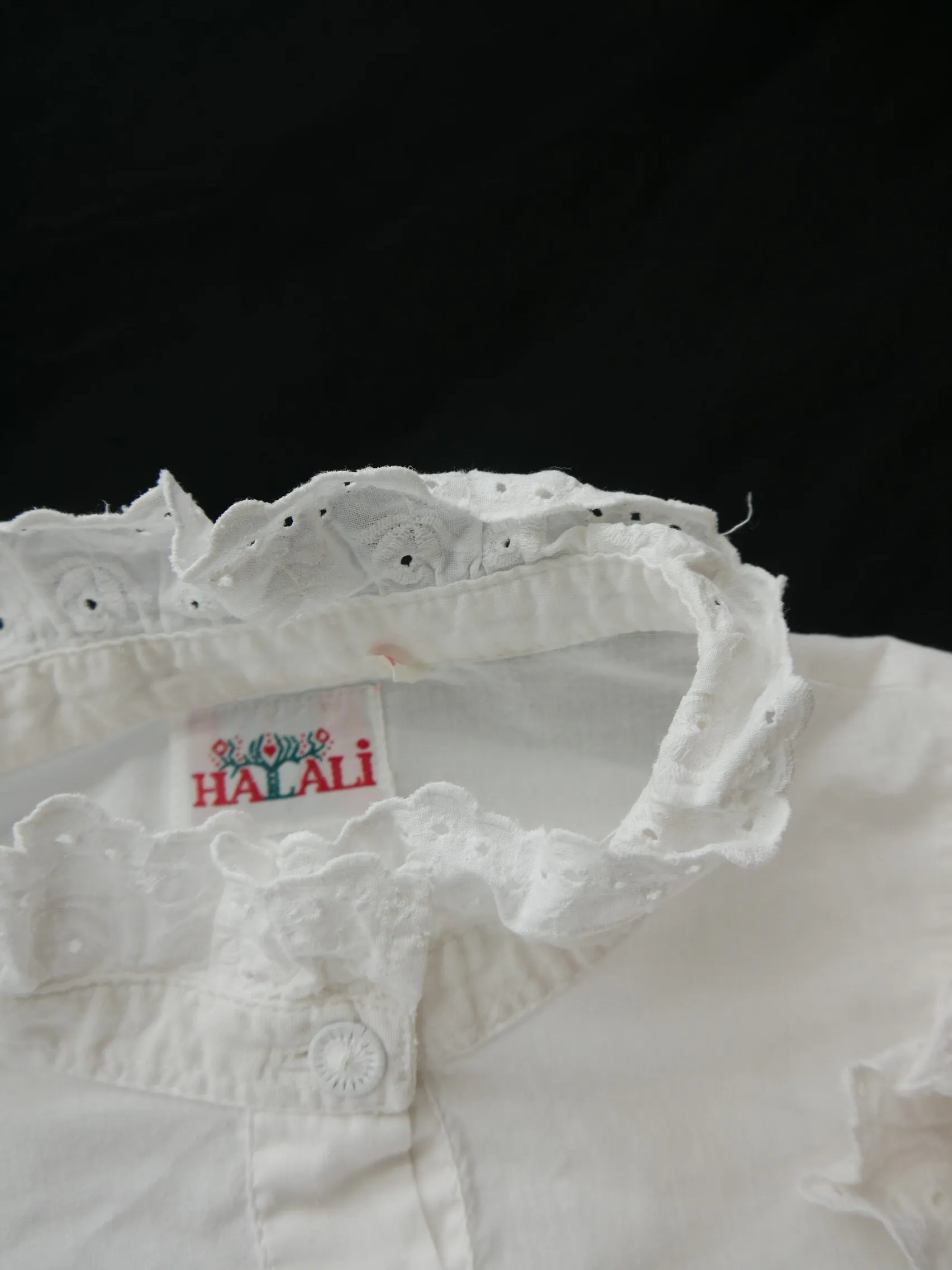 Gr.42 Trachtenbluse weiß Bluse für Dirndl Halali Baumwolle Spitzenrüschen