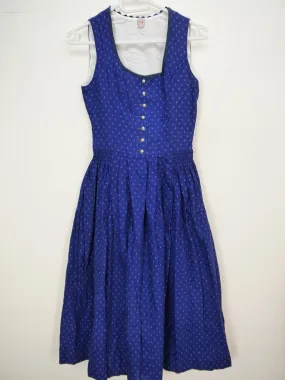 Hammerschmid blau Baumwolle mit Wienernaht fesches Dirndl ohne Schürze Gr.32