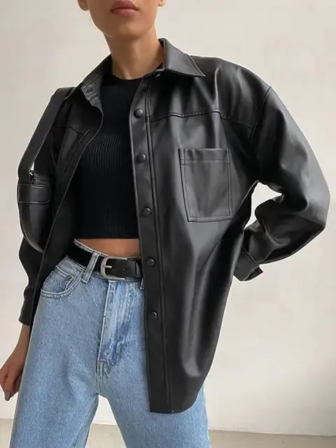 Heidi-Mode | Kunstlederjacke Mit Langen Ärmeln