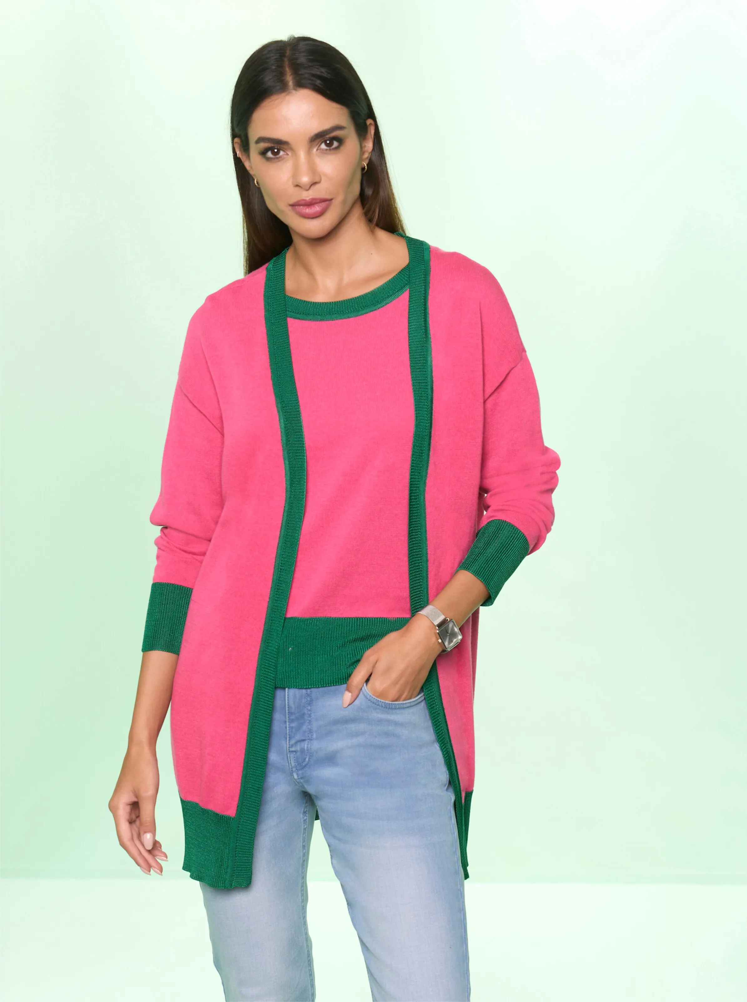 heine Strickjacke in fuchsia-grün