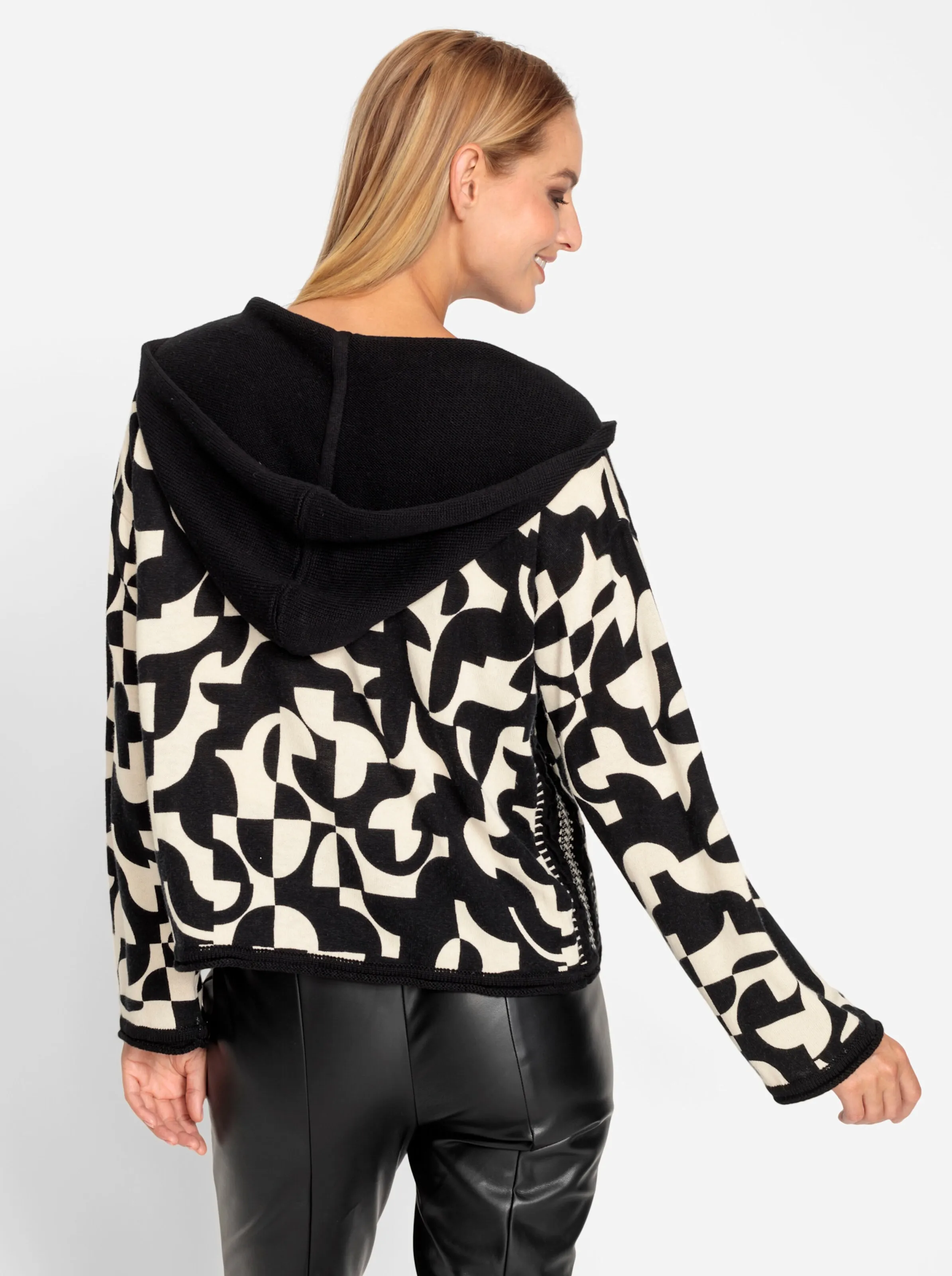 heine Strickjacke in schwarz-champagner-gemustert