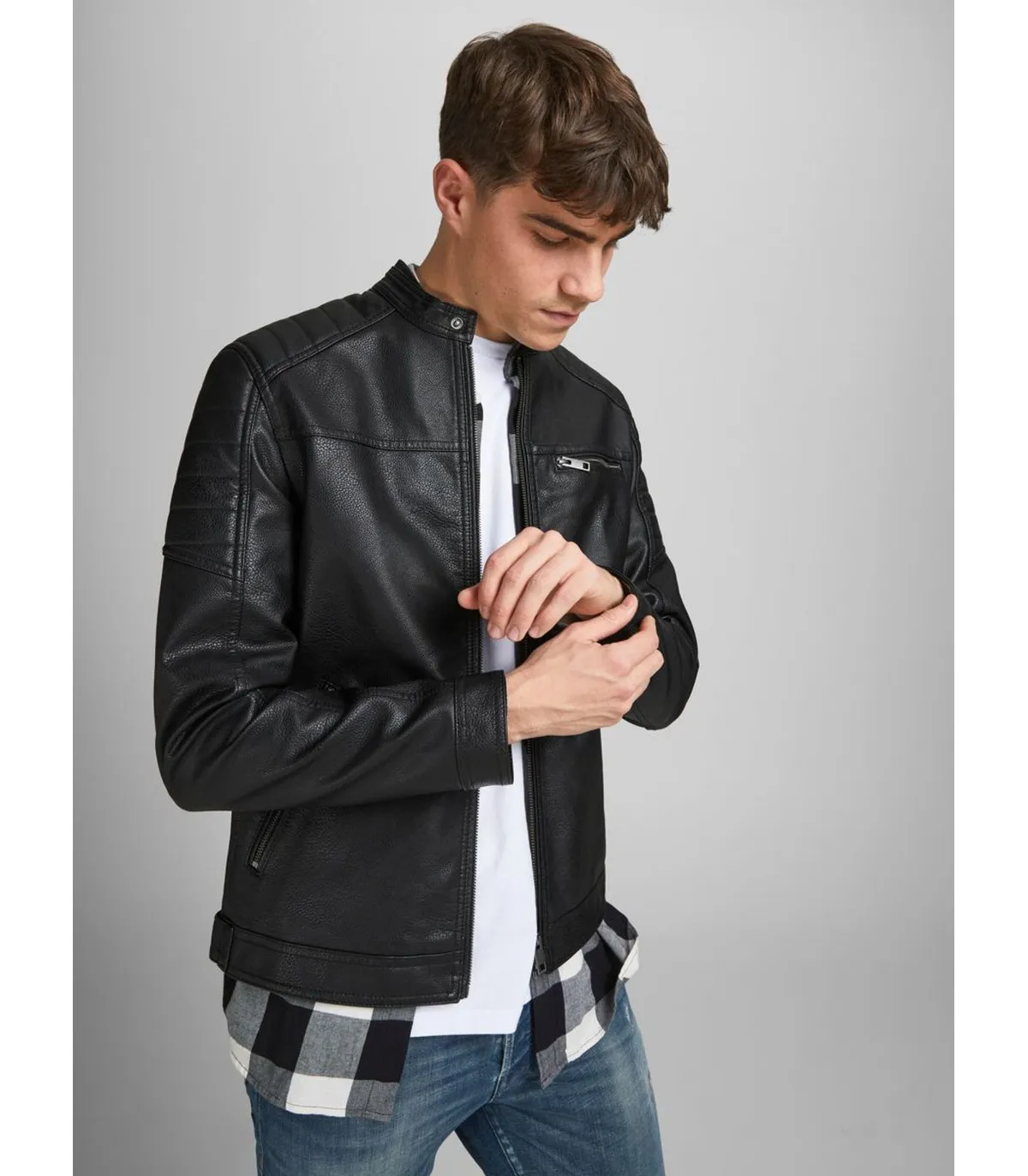 JACK & JONES Herren Kunstlederjacke 12147218*01