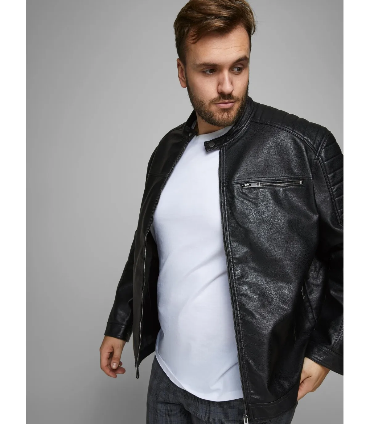 JACK & JONES Herren Kunstlederjacke 12172908*01