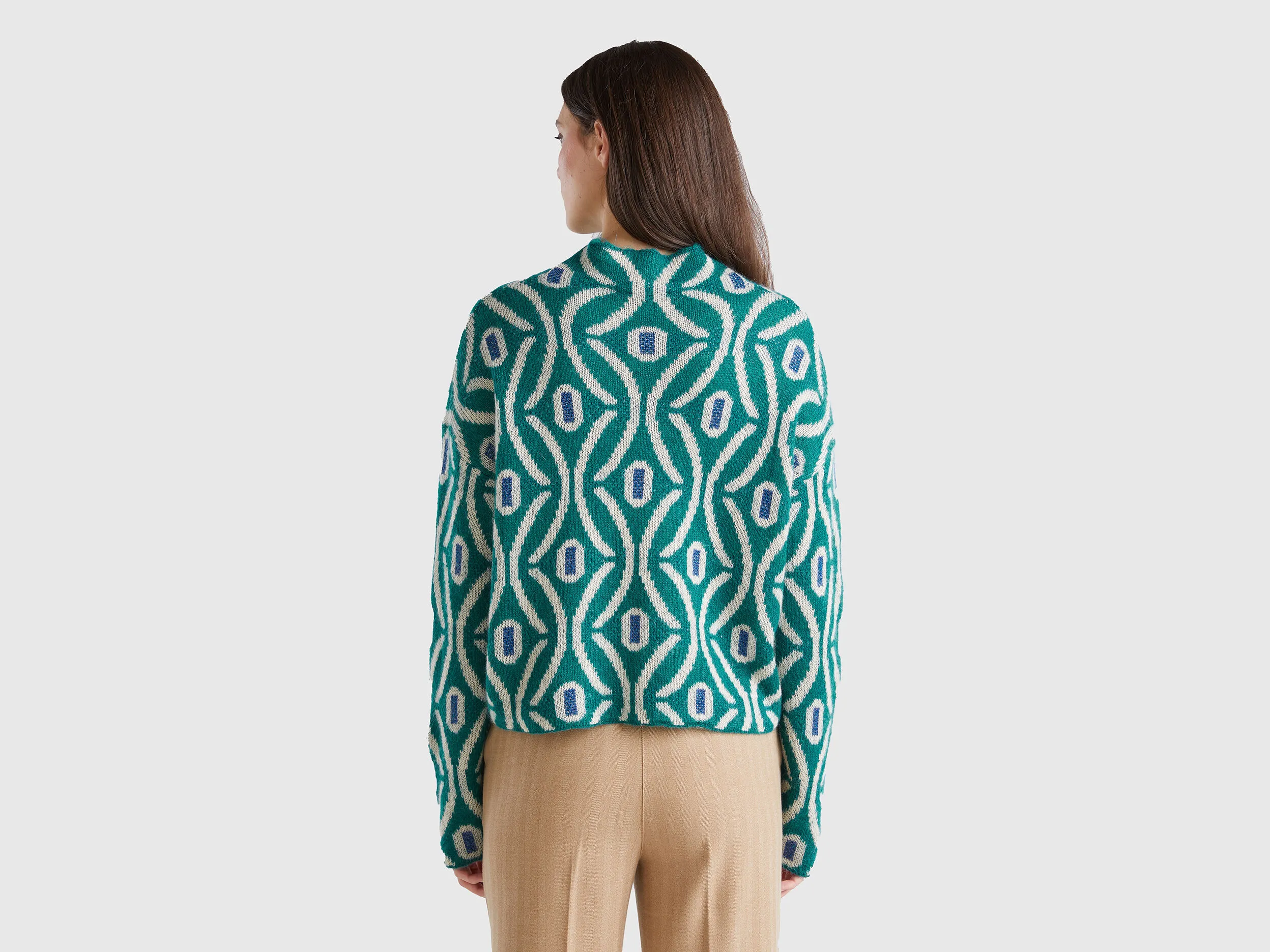 Jacquard-Pullover mit hohem Kragen