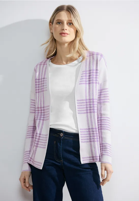 Karierte Strickjacke