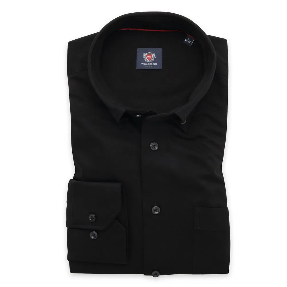 Kassisches Jersey Herrenhemd schwarz 15896