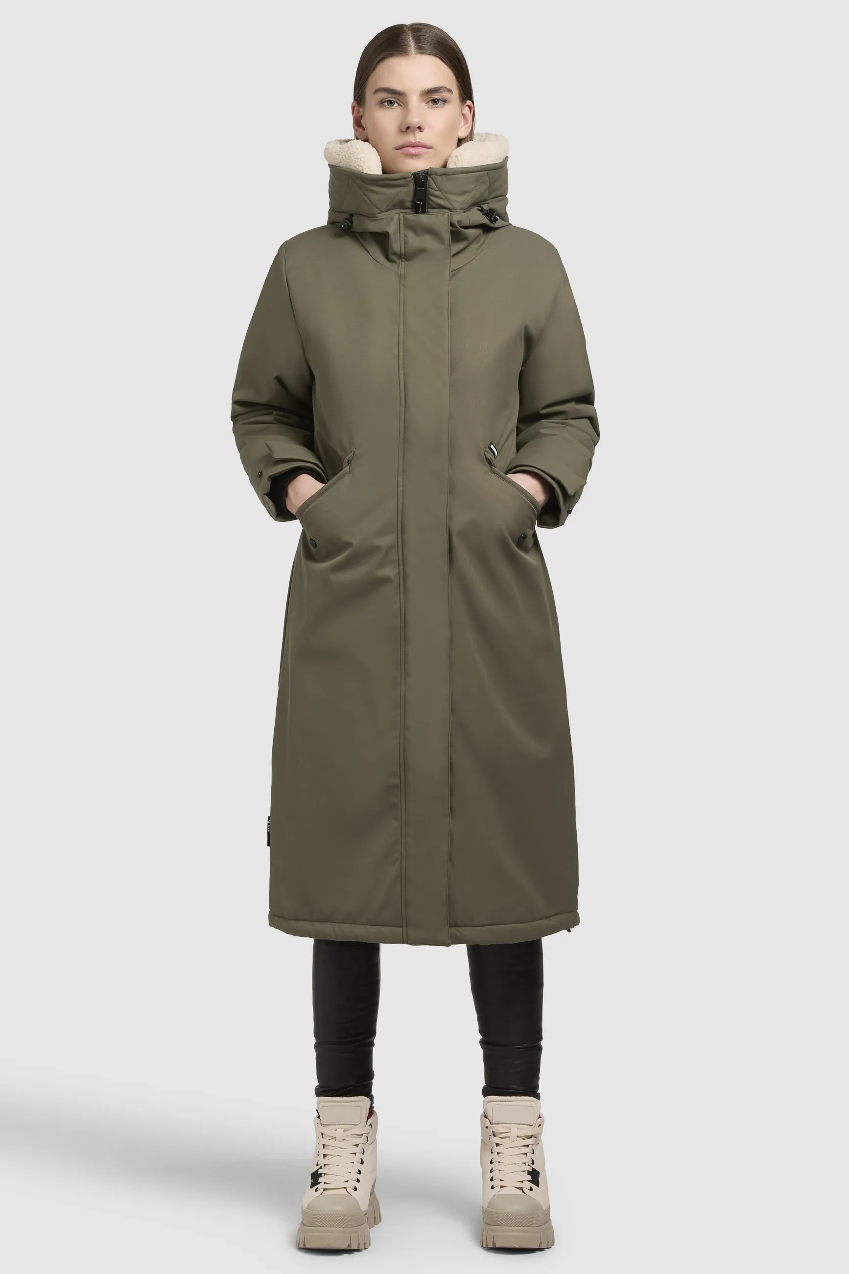 Khujo Agneta Damen Wintermantel Grün Parka Teddy
