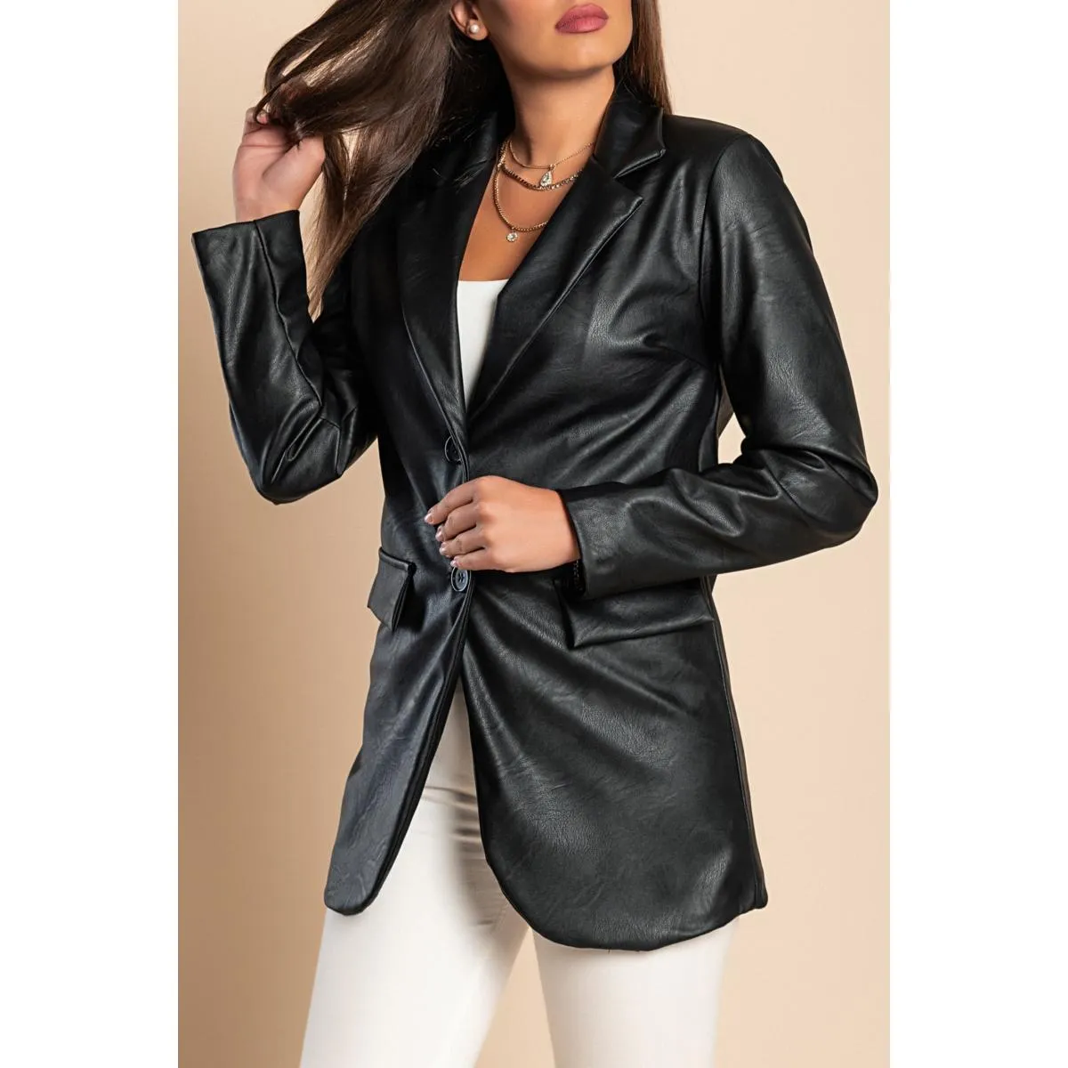Kunstlederjacke 81095, schwarz