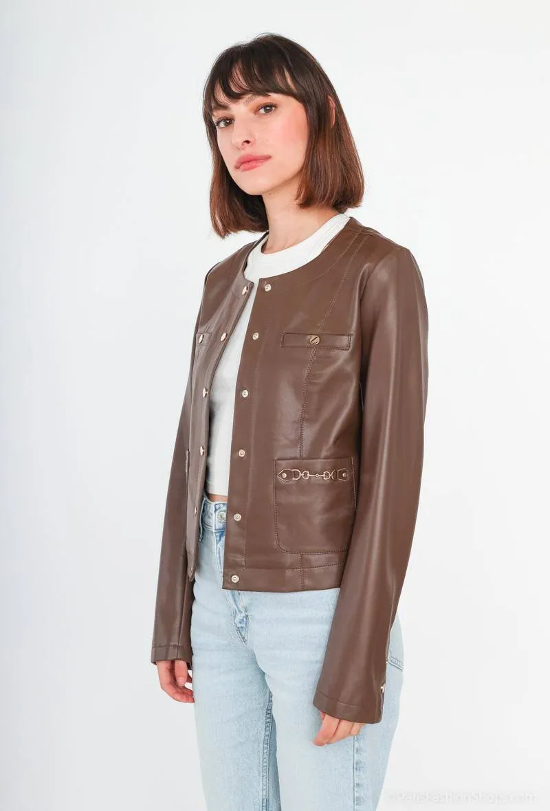 Kunstlederjacke mit Kette