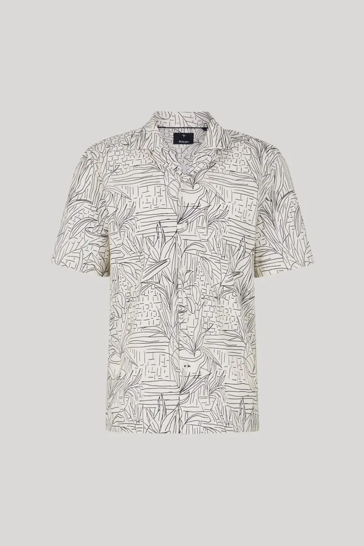 Kurzarm-Hemd Kawai in Light Beige gemustert