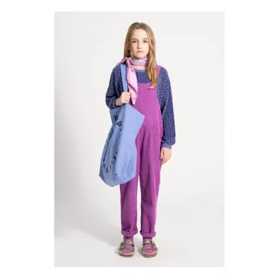 Latzhose aus geripptem Velours | Magenta