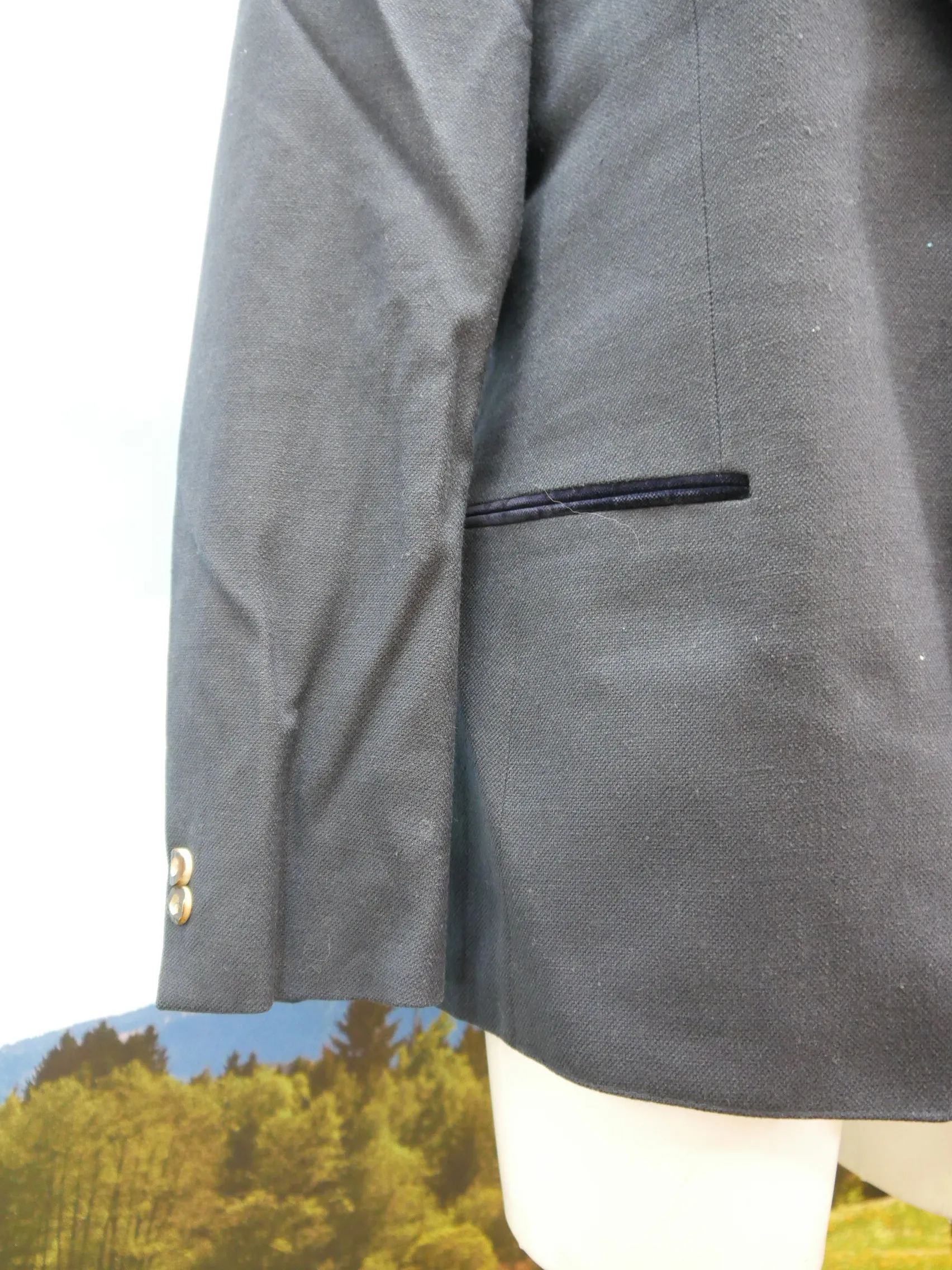 Lodenfrey blau Janker Hirschhornknöpfe und Stickerei Trachtenjacke Jacke Gr.52