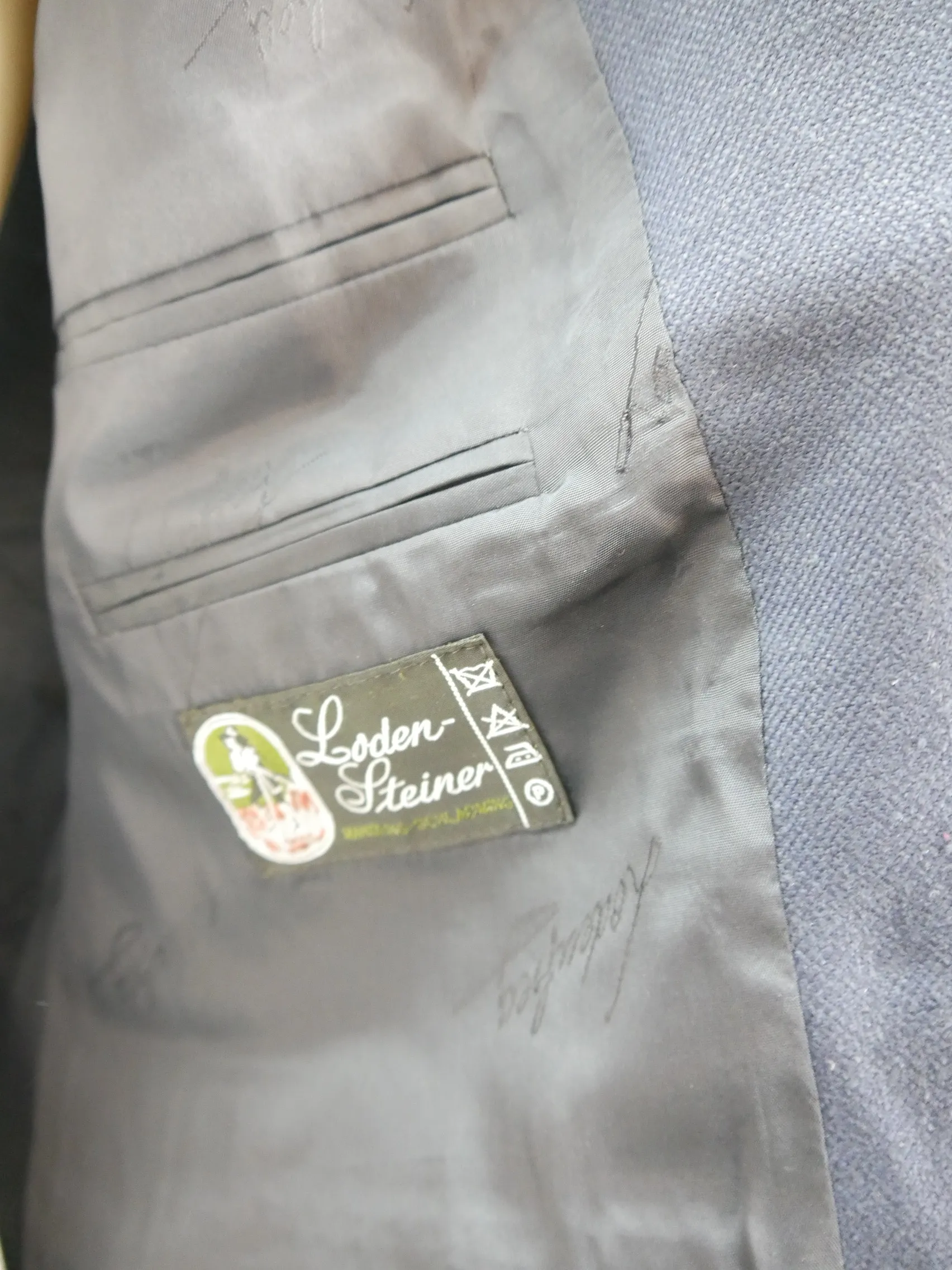 Lodenfrey blau Janker Hirschhornknöpfe und Stickerei Trachtenjacke Jacke Gr.52