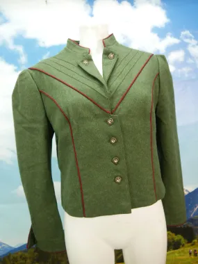 Neuwertig grün Loden mit Wienernaht bezaubernd süße Trachtenjacke Jacke Gr.42
