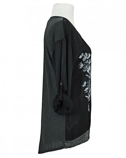 Print Blusenshirt mit Seide für Damen in  schwarz von Spaziodonna