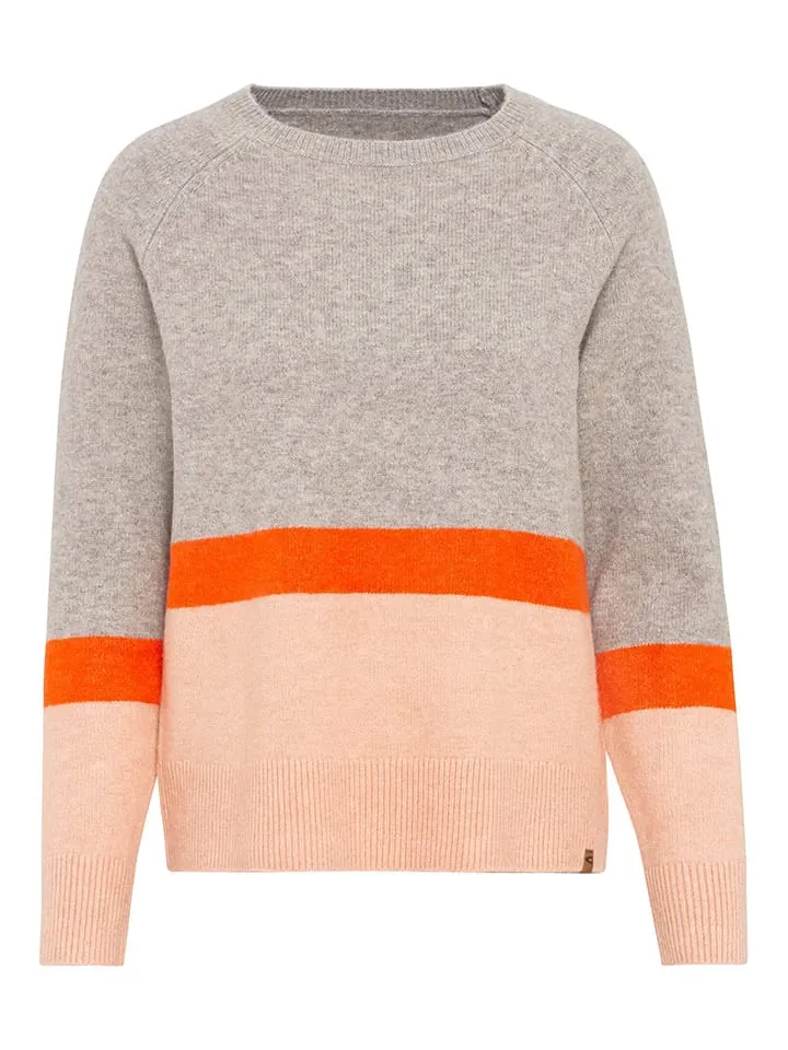 Pullover in Grau/ Apricot