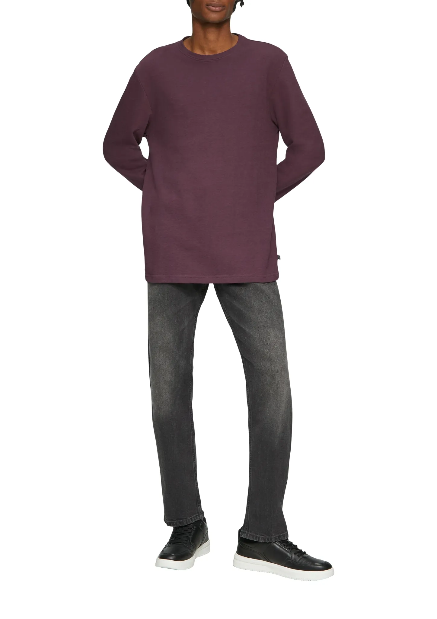 QS Langarmshirt aus Struktur-Jersey 10764694