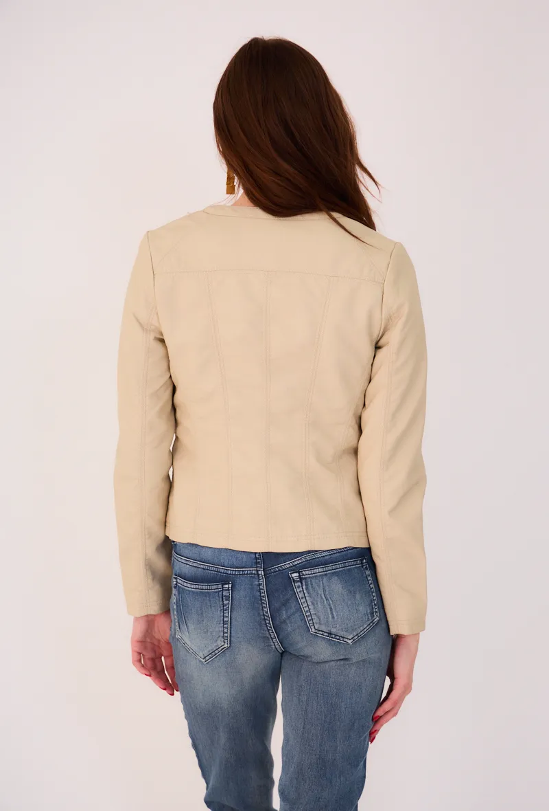 RHEA – Kunstlederjacke mit Rundhalsausschnitt, lässig