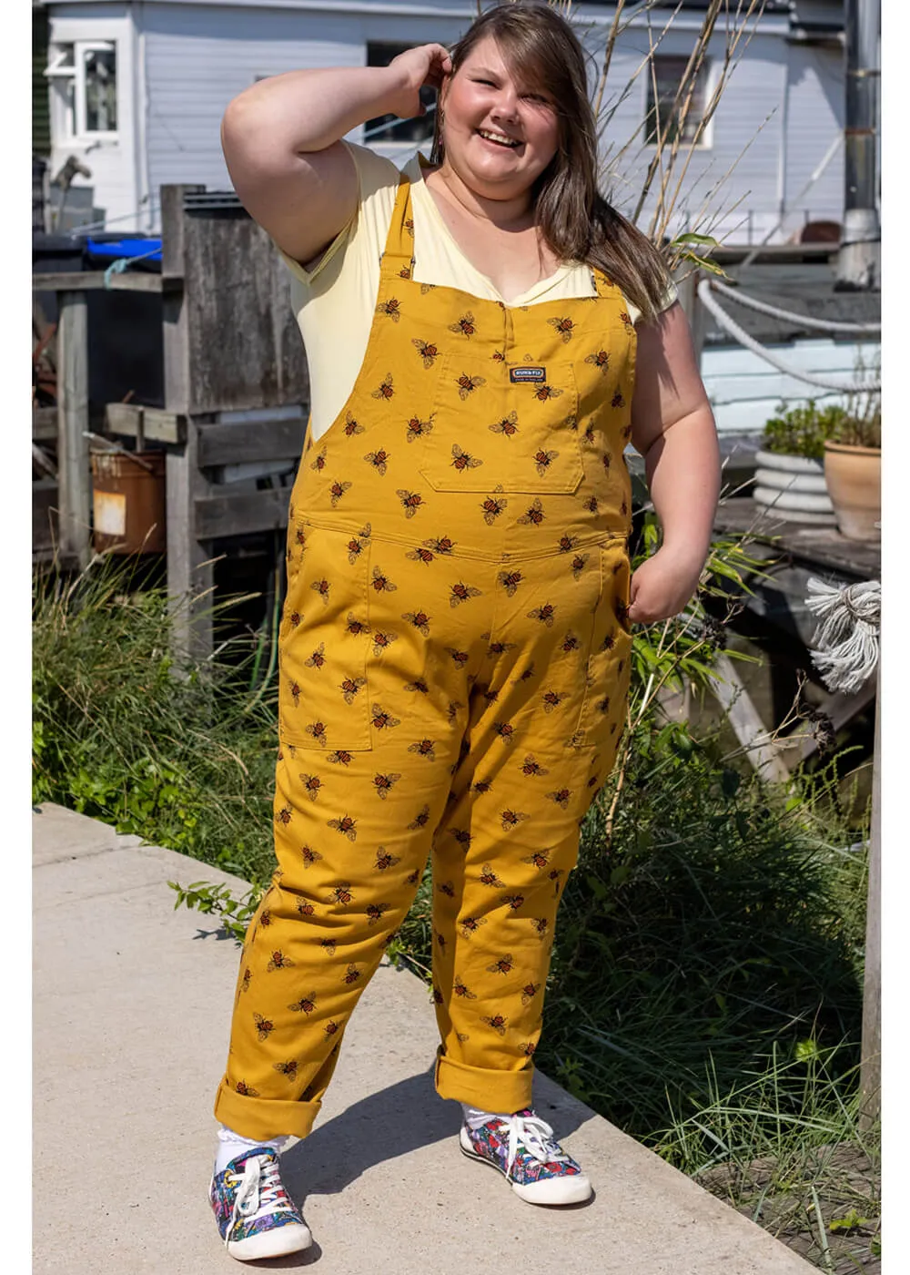 Run & Fly Bees Knees Twill 60's Latzhose Senfgelb
