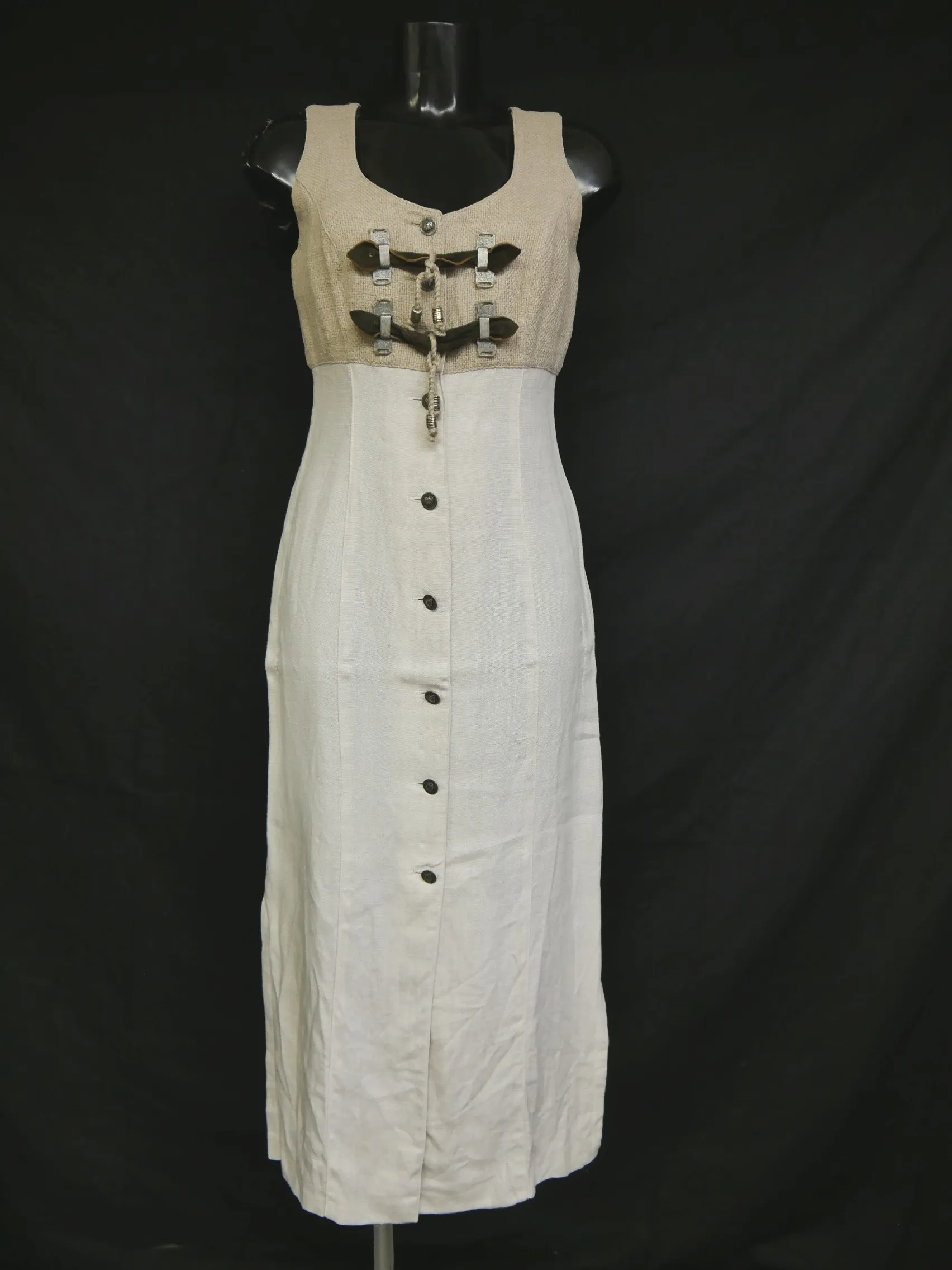 Sagenhaft beige mit Riegel faszinierendes Landhaus Kleid Trachtenkleid Gr.36