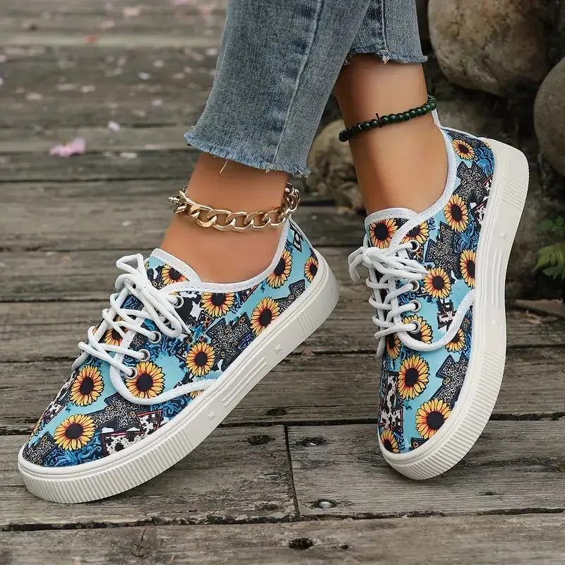Skateboard-Sneakers mit Blumenmuster für Frauen
