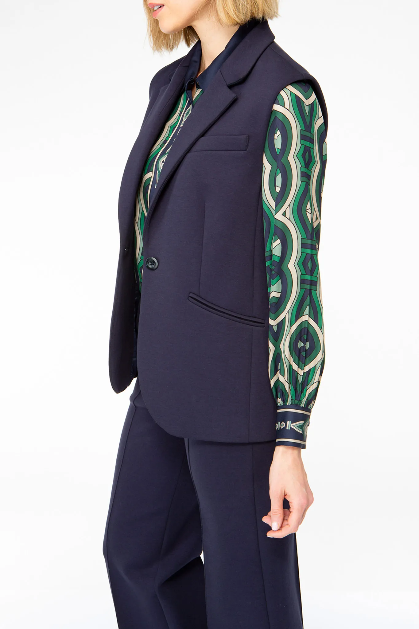 SOLID JERSEY Weste mit Reverskragen navy