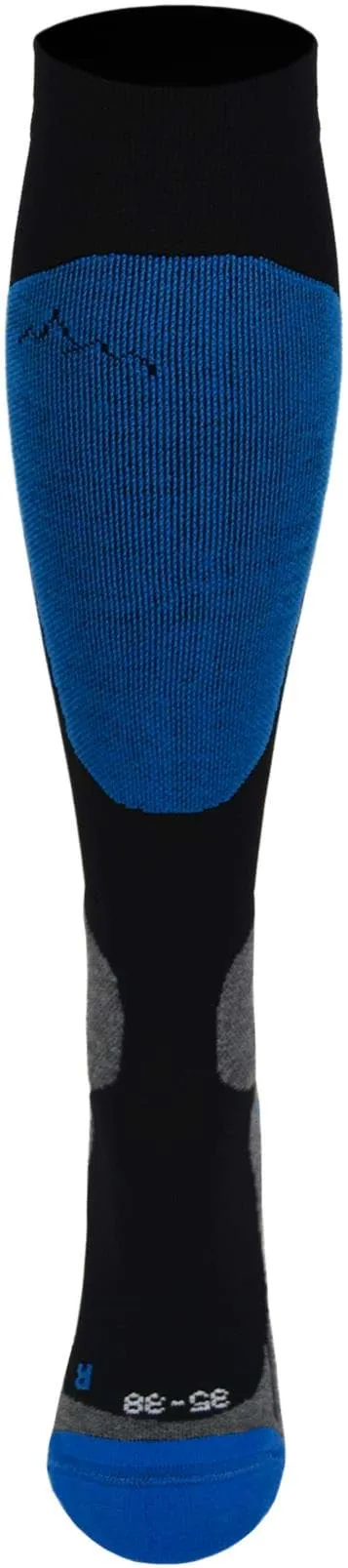 Sport-Kompressionskniestrümpfe Schwarz/Blau