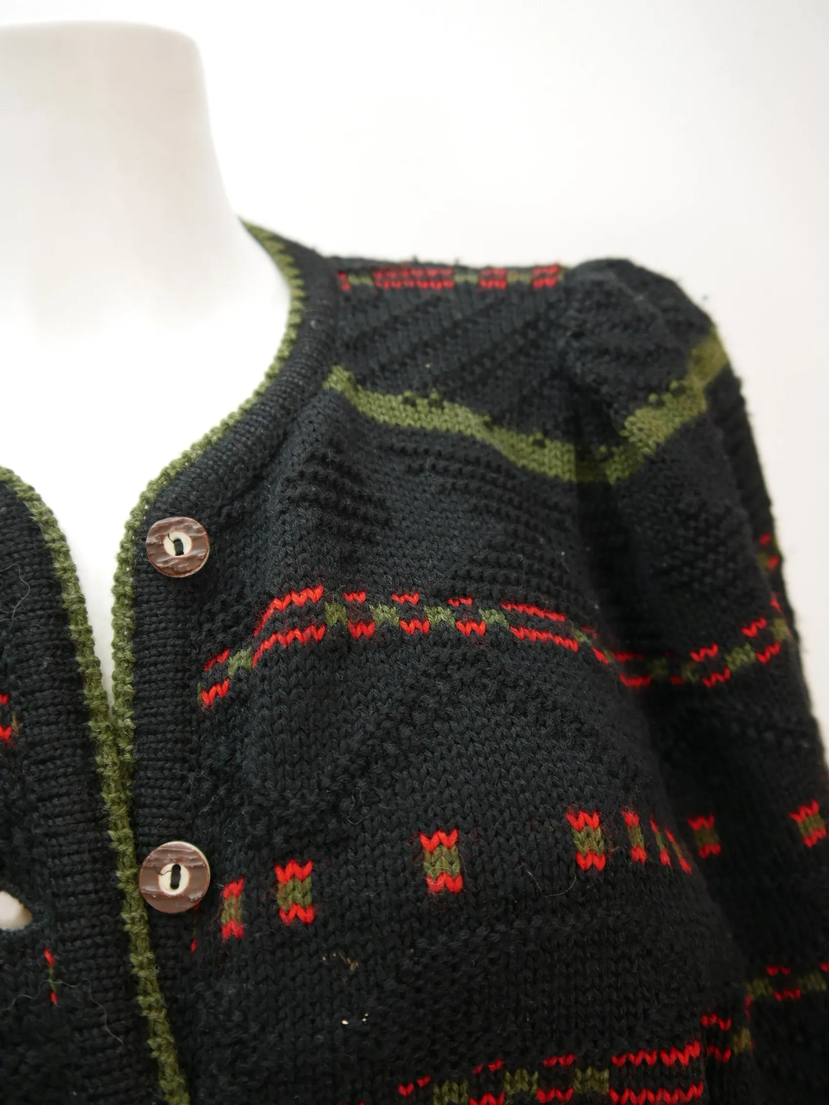 Strickjacke schwarz herrlich 60er Jahre süße Vintage Trachtenjacke Jacke Gr.38