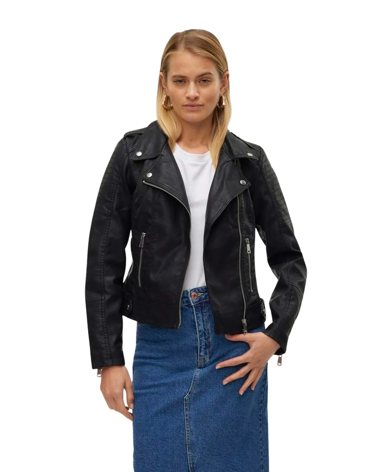 Vero Moda Damen Kunstlederjacke Kerriultra in Schwarz