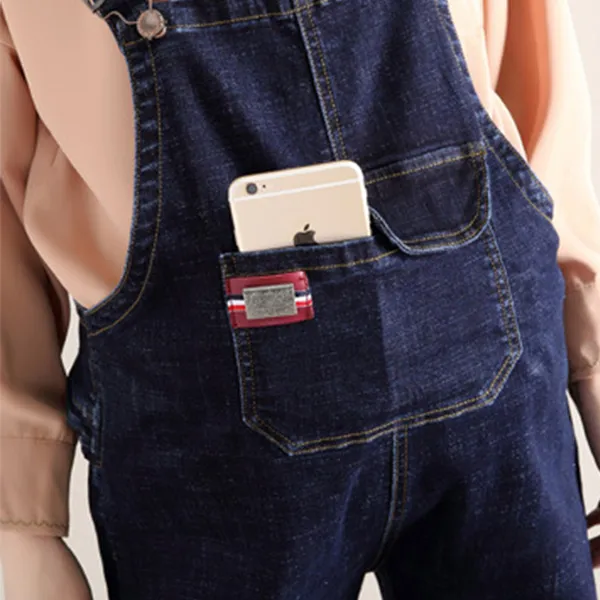 Verspielte Latzhose aus Jeansstoff für Schwangere Frauen mit Hoher Taille und Lockerer Passform