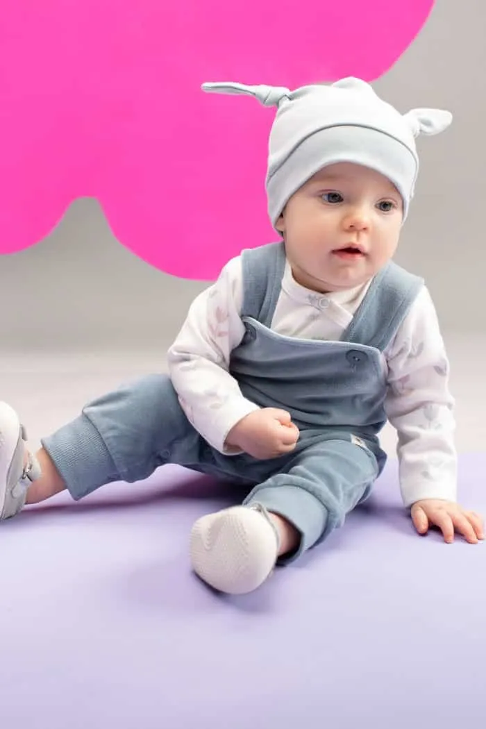 Weiche Velours Baby & Kinder Latzhose für Mädchen ♥ Blau