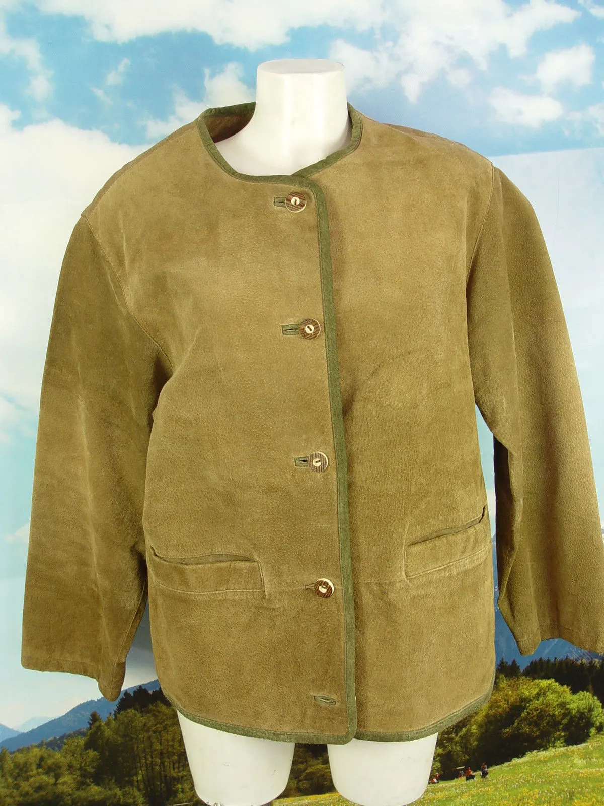 weite kaum getragene lässige Lederjacke Janker -DL039- Trachtenjacke Gr.38