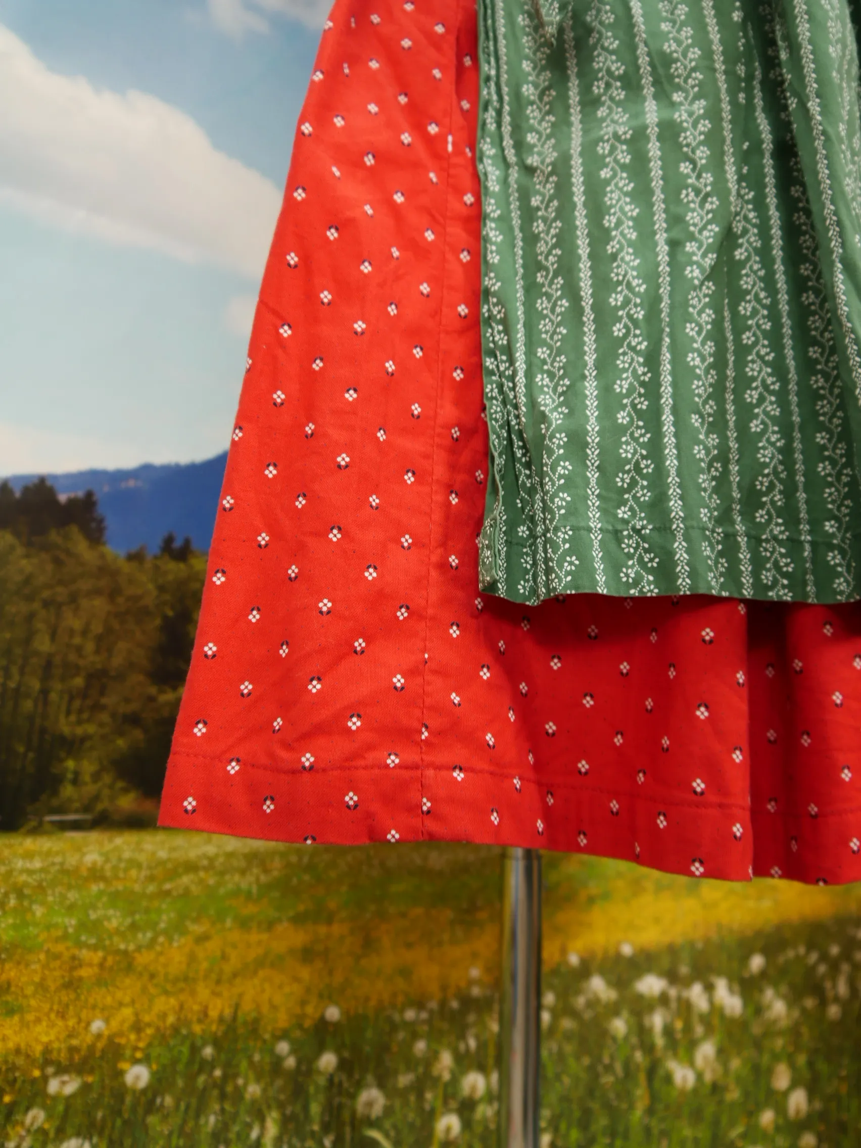 Wenger herrlich 60er Jahre mit Puffärmel süßes Vintage Dirndl mit Schürze Gr.38