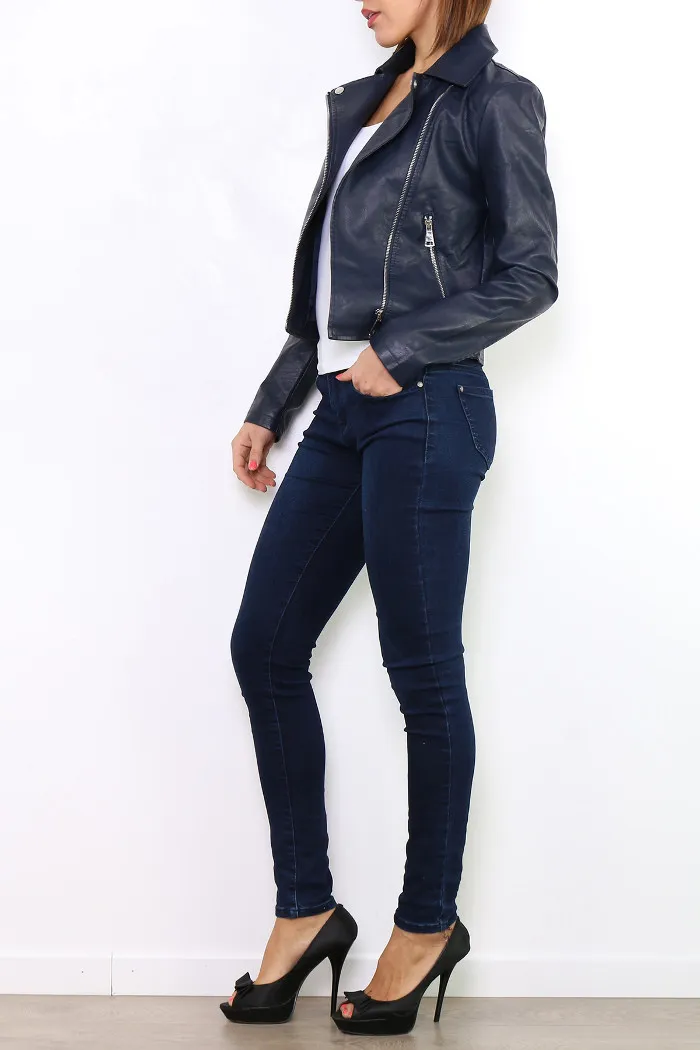 ▷ OSLEY PARIS Damen Kunstlederjacke im Biker-Look